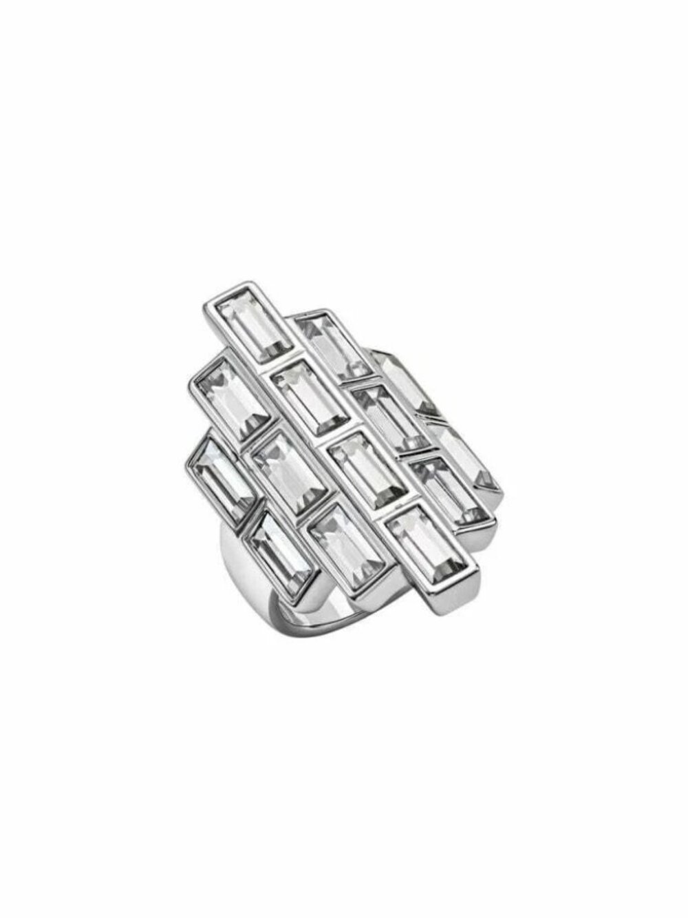 Atelier Swarovski Fluid Azzurro Cocktail Ring Silver NIB$349 6.5./55/489954